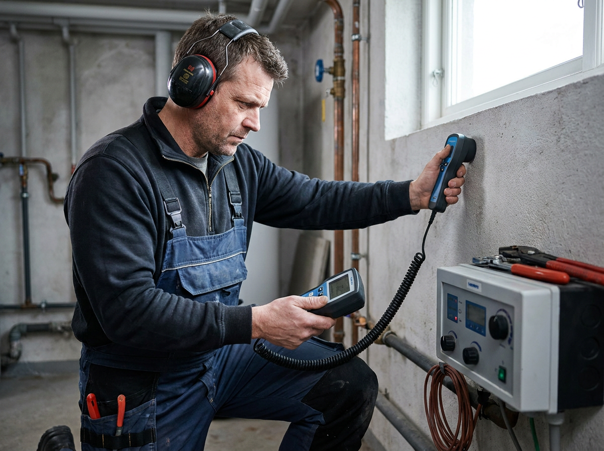 Plumber detecting a hidden leak