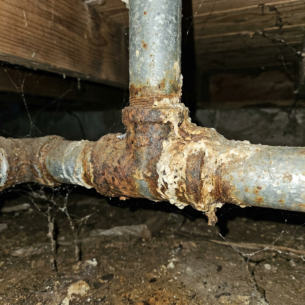 Corroded supply pipes before repipe by WebÂ·Craft Plumbing