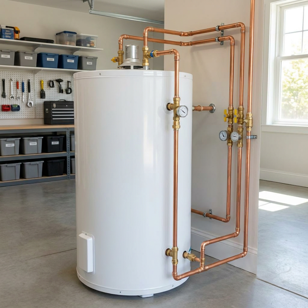 New water heater after replacement by WebÂ·Craft Plumbing